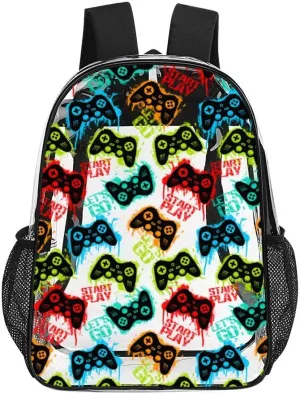 Game Machine Style Clear Backpack See Through Boys Backpacks for School, Transparent Backpack for College Workplace, Waterproof Heavy Clear Book Bag, Back to School Gift