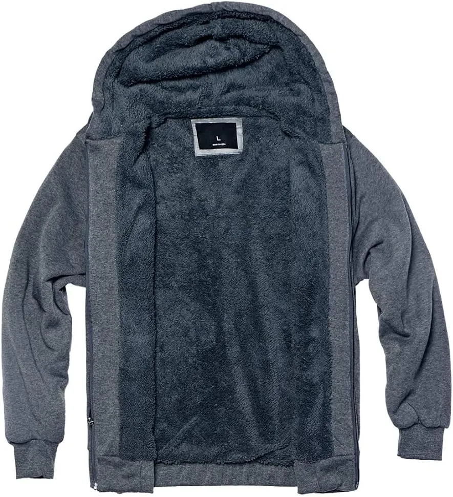 Gary Com Heavyweight Sherpa Hoodies for Men, Thick Fleece Lined Full Zip Up Winter Warm Sweatshirts Work Jackets