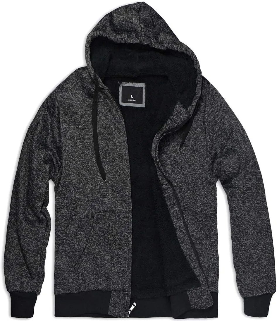 Gary Com Heavyweight Sherpa Hoodies for Men, Thick Fleece Lined Full Zip Up Winter Warm Sweatshirts Work Jackets
