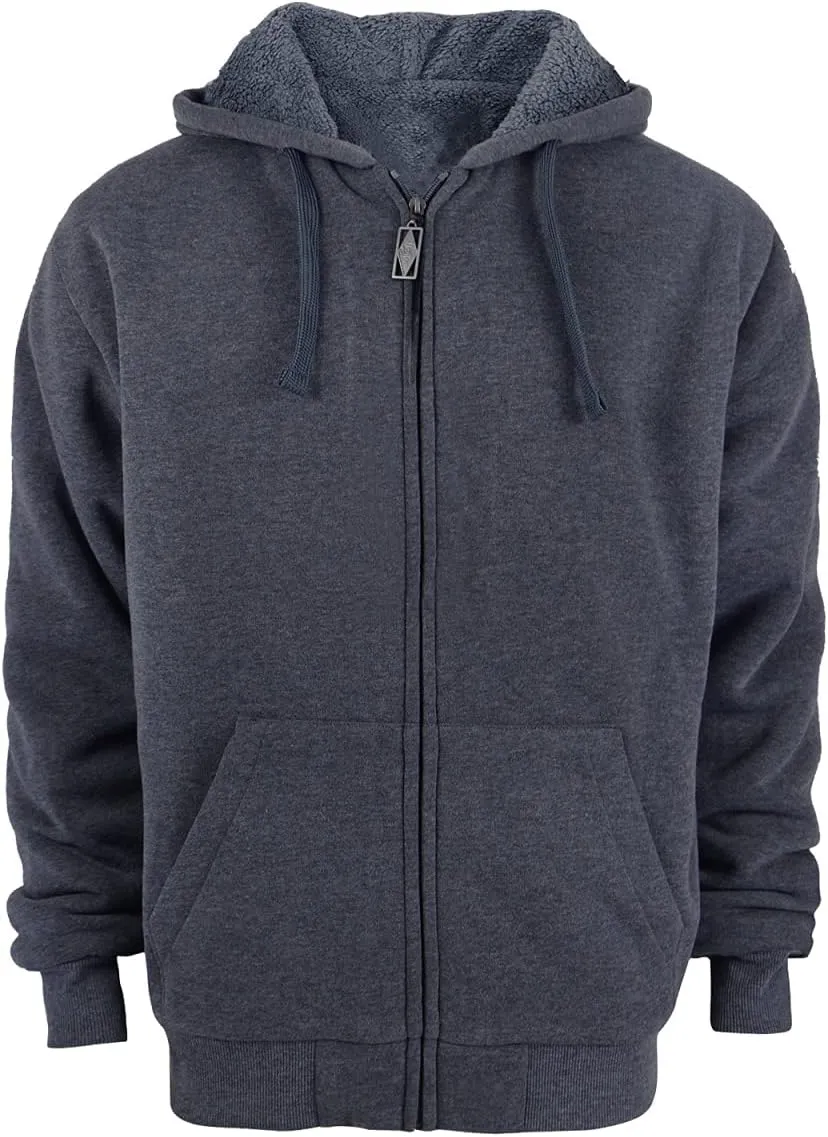 Gary Com Heavyweight Sherpa Hoodies for Men, Thick Fleece Lined Full Zip Up Winter Warm Sweatshirts Work Jackets