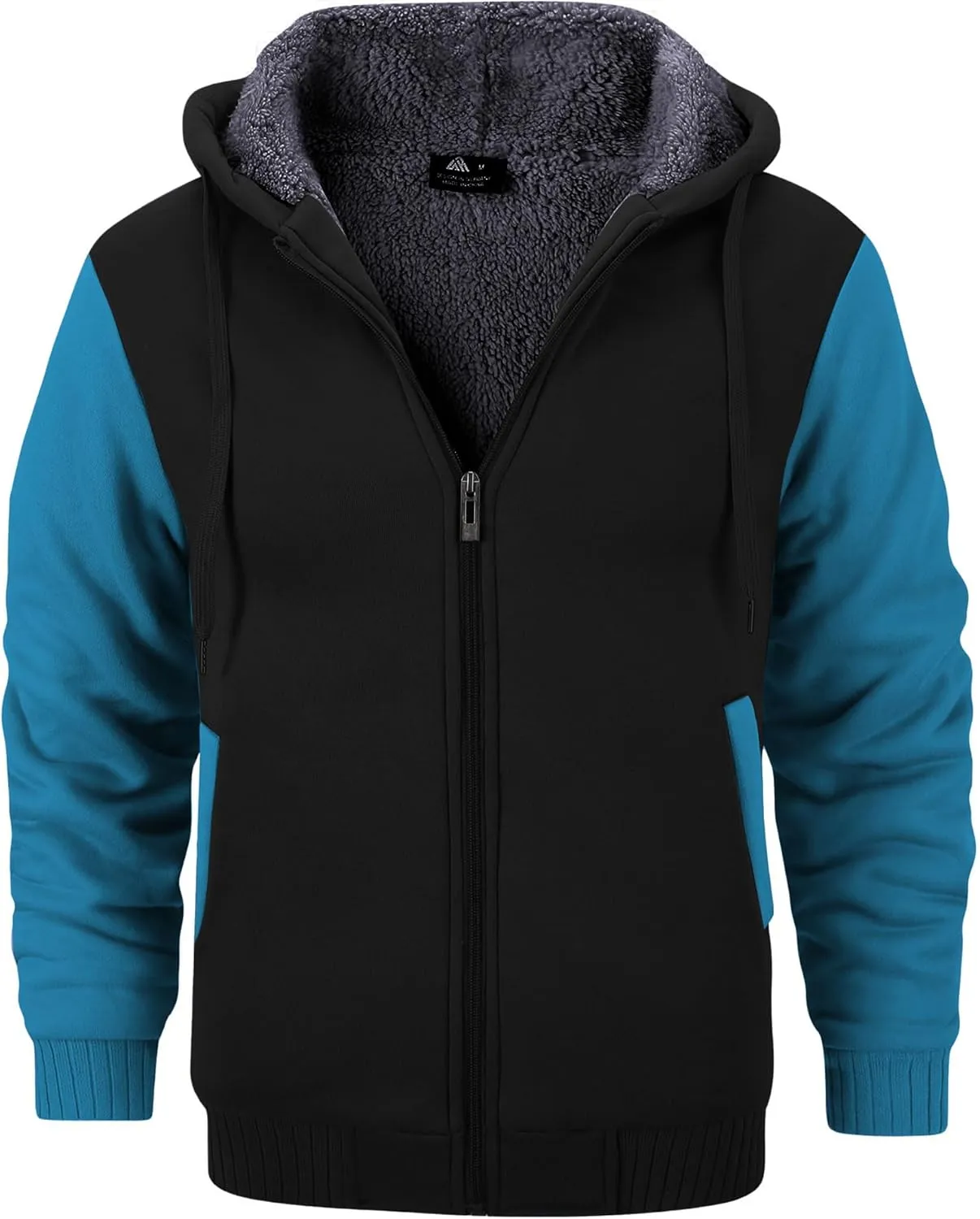 GEEK LIGHTING Men’s Fleece-Lined Zip Up Hoodie, Thick Hooded Jacket Winter Warm Athletic Sweatshirt