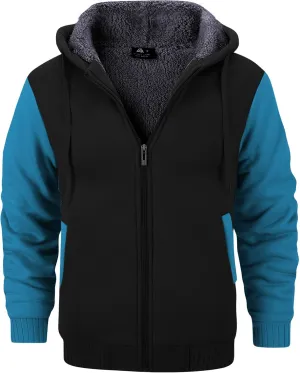 GEEK LIGHTING Men’s Fleece-Lined Zip Up Hoodie, Thick Hooded Jacket Winter Warm Athletic Sweatshirt