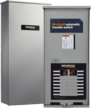 Generac RXG16EZA3 16-Circuit 100 Amp ATS - NEMA 3 CUL: Reliable Transfer Switch with Integrated Load Center for Essential Circuit Backup