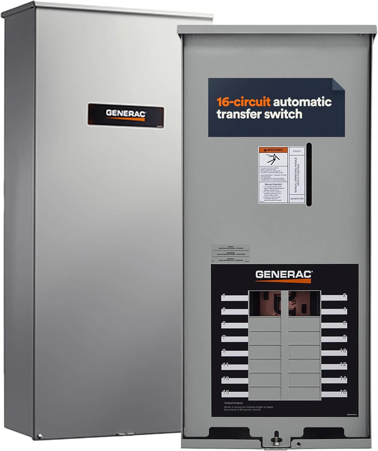 Generac RXG16EZA3 16-Circuit 100 Amp ATS - NEMA 3 CUL: Reliable Transfer Switch with Integrated Load Center for Essential Circuit Backup