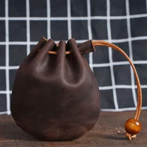 Genuine Leather Wallet Coin Pouch Case Drawstring String Bag Small Purse Storage Archery Release Bag Bow Accessories Storage Pouch