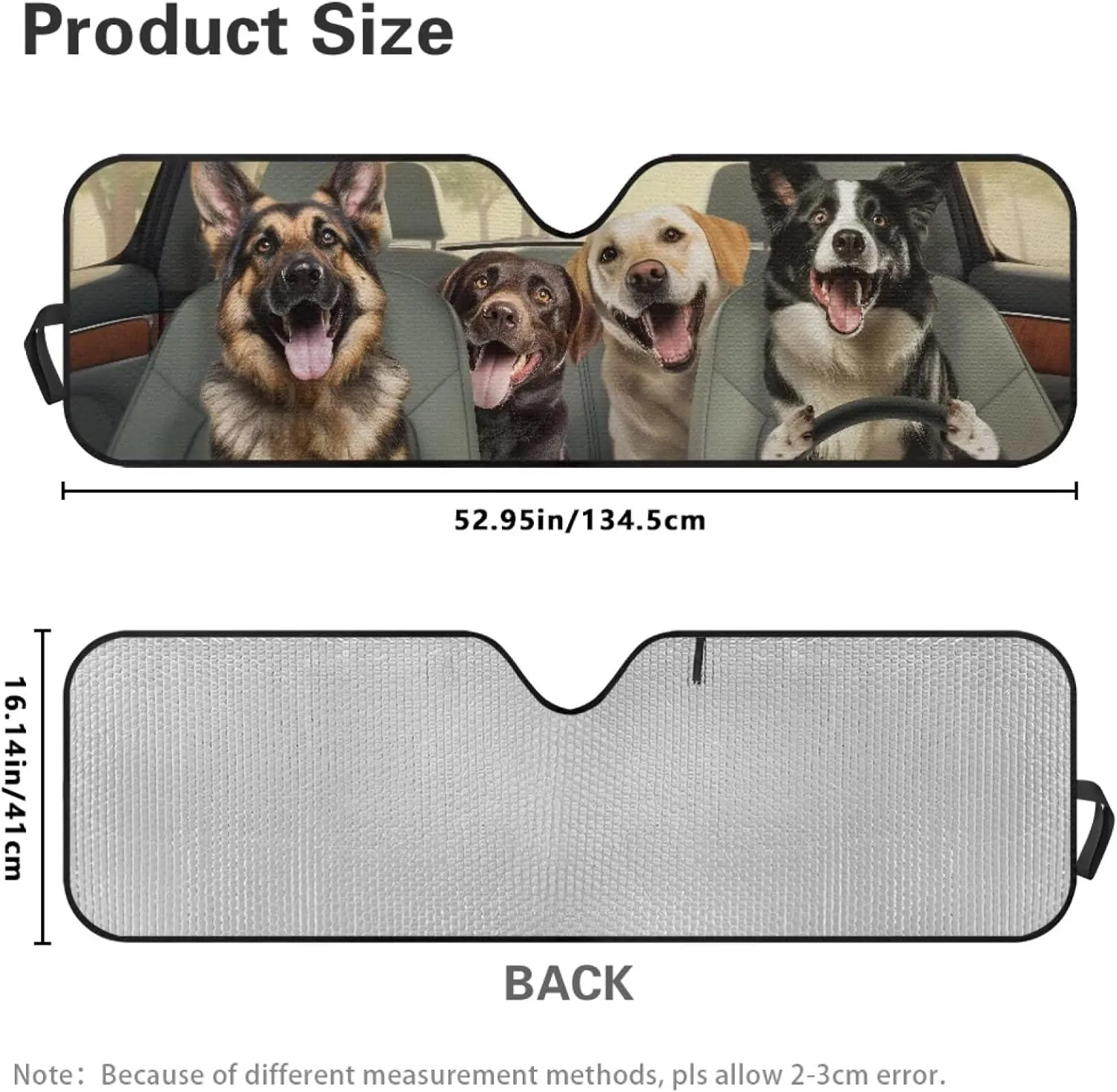German Shepherd Windshield Sun Shade Compatible with Wrangler Rubicon Sahara TJ JK JKU 2 & 4 Door Funny Car Sun Shade Keep Your Vehicle Cool