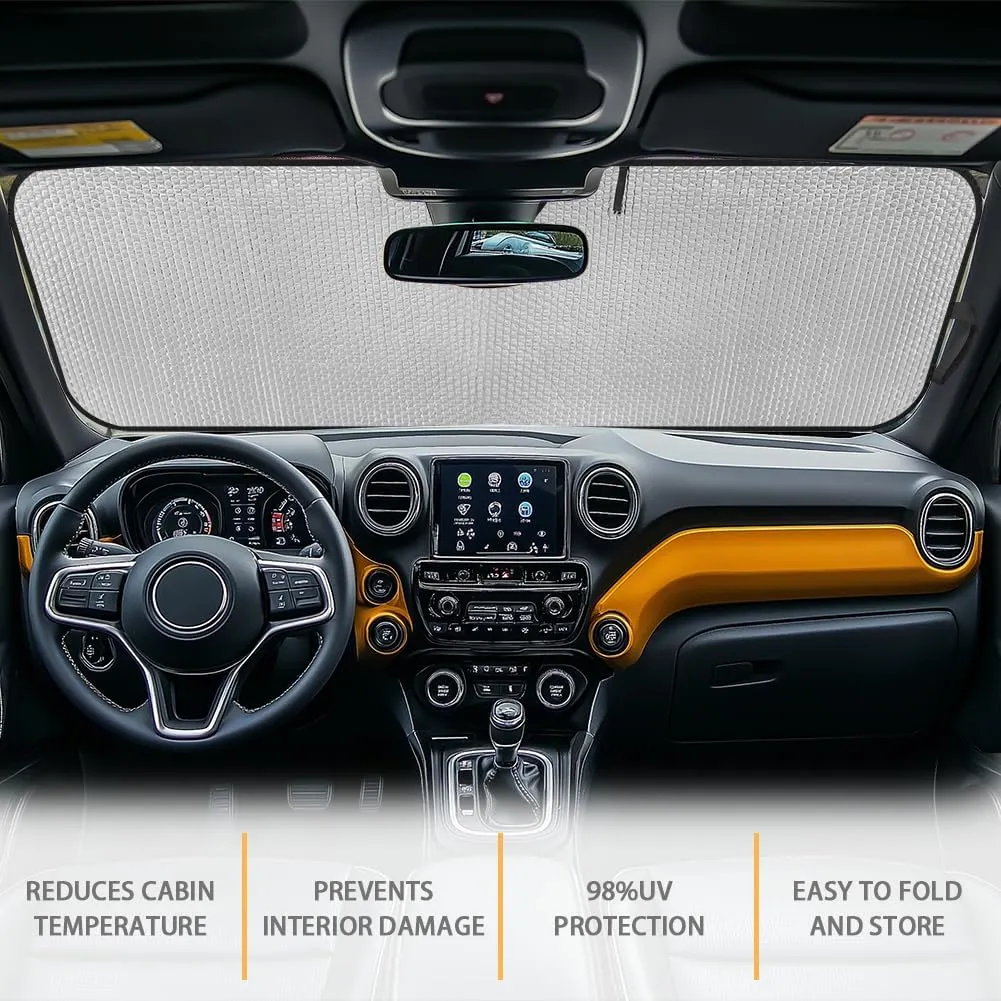German Shepherd Windshield Sun Shade Compatible with Wrangler Rubicon Sahara TJ JK JKU 2 & 4 Door Funny Car Sun Shade Keep Your Vehicle Cool