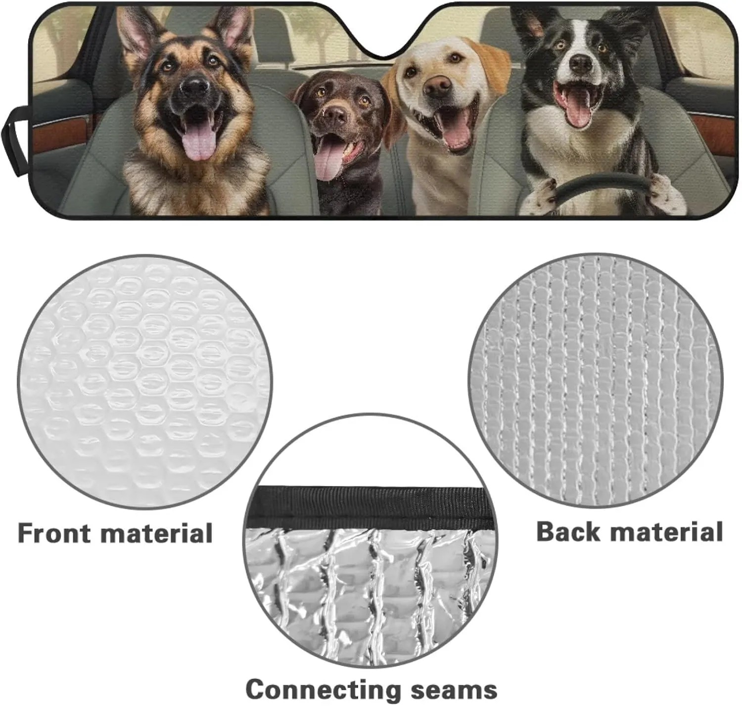 German Shepherd Windshield Sun Shade Compatible with Wrangler Rubicon Sahara TJ JK JKU 2 & 4 Door Funny Car Sun Shade Keep Your Vehicle Cool