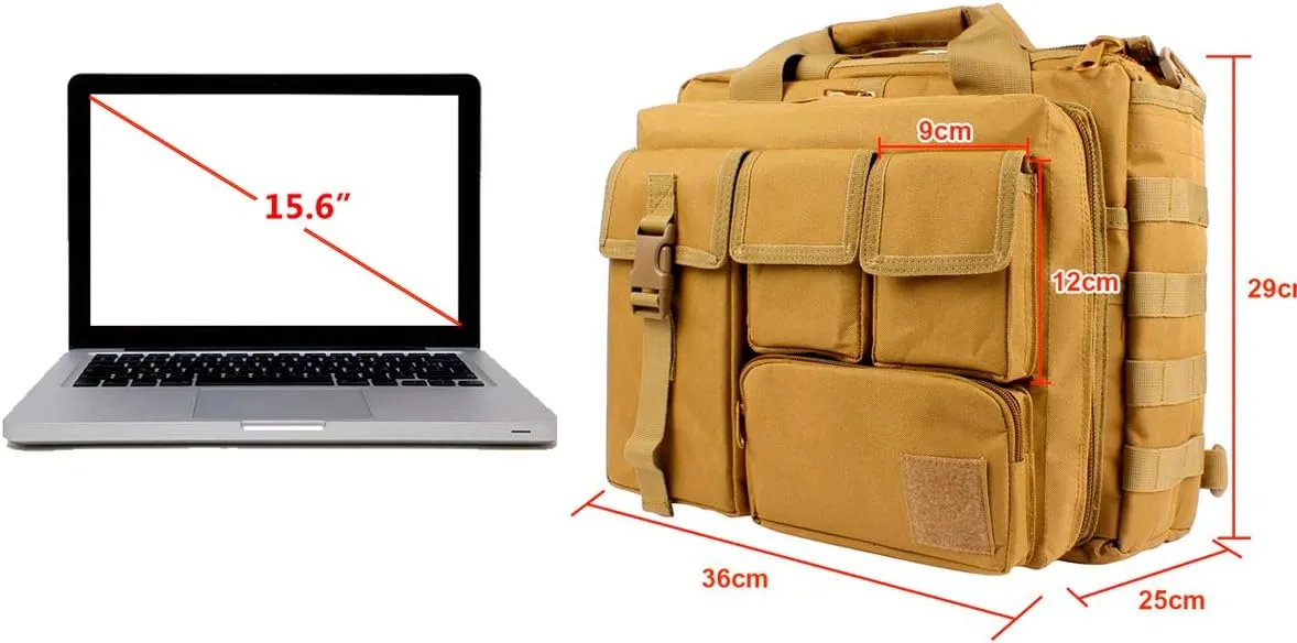 GES Tactical Briefcase, 15.6" Men's Messenger Bag Military Briefcase for Men, Khaki