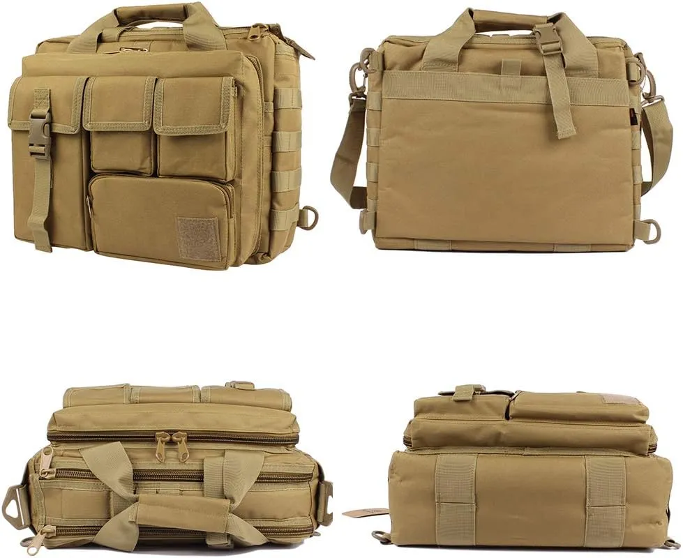 GES Tactical Briefcase, 15.6" Men's Messenger Bag Military Briefcase for Men, Khaki