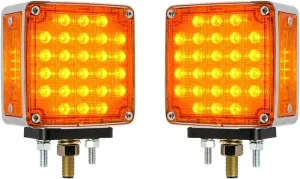 GG Grand General 74714 Square Smart Dynamic Double Face Amber/Red LED Pedestal Light for Trucks, Towing, Trailers, RVs and Buses – Twin Pack 2