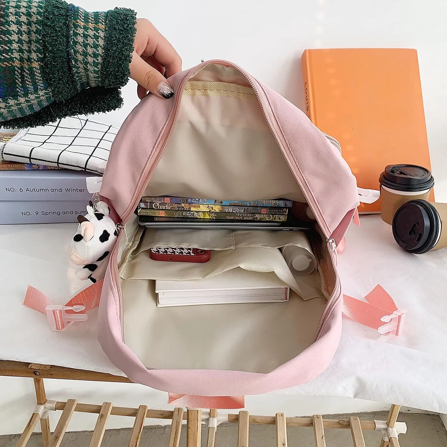 GGOOB Kawaii Backpack with Pins Kawaii School Backpack Cute Aesthetic Backpack Cute Kawaii Backpack for School (Blue, With Accessories)