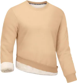 Gihuo Men's Crewneck Sweatshirt Winter Warm Sherpa Lined Pullover Fleece Top Sweatshirt