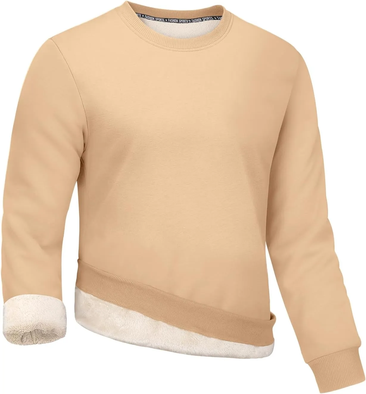 Gihuo Men's Crewneck Sweatshirt Winter Warm Sherpa Lined Pullover Fleece Top Sweatshirt
