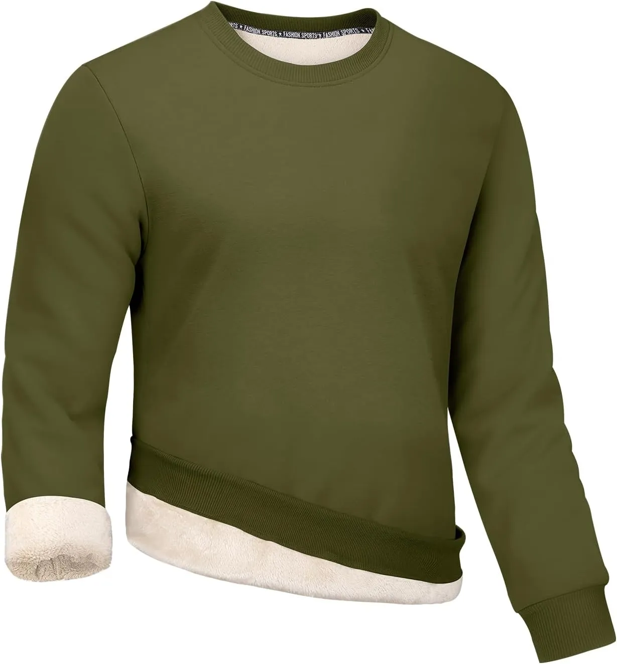 Gihuo Men's Crewneck Sweatshirt Winter Warm Sherpa Lined Pullover Fleece Top Sweatshirt