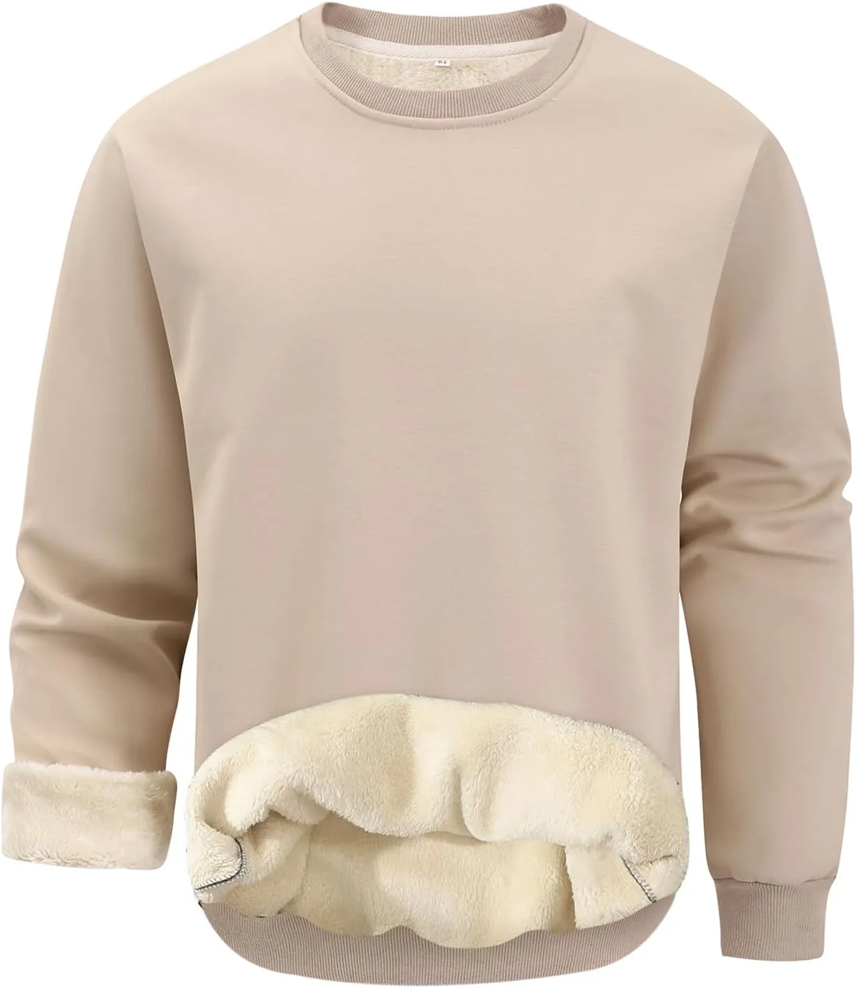 Gihuo Men's Warm Crewneck Sherpa Lined Fleece Sweatshirt Pullover Tops