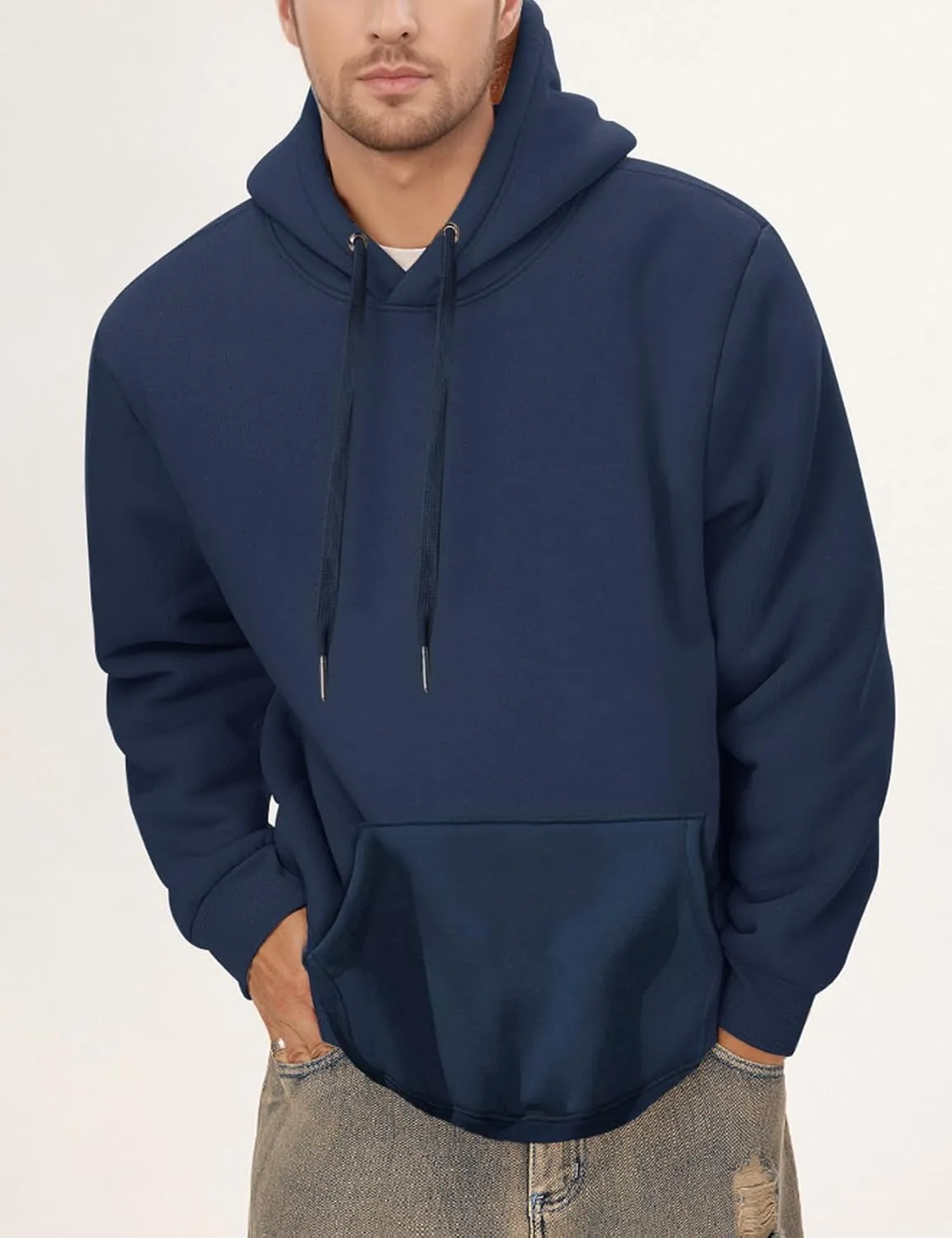 Gihuo Men's Warm Crewneck Sherpa Lined Fleece Sweatshirt Pullover Tops