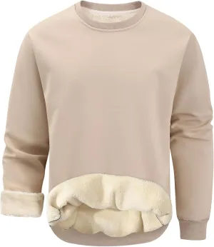 Gihuo Men's Warm Crewneck Sherpa Lined Fleece Sweatshirt Pullover Tops