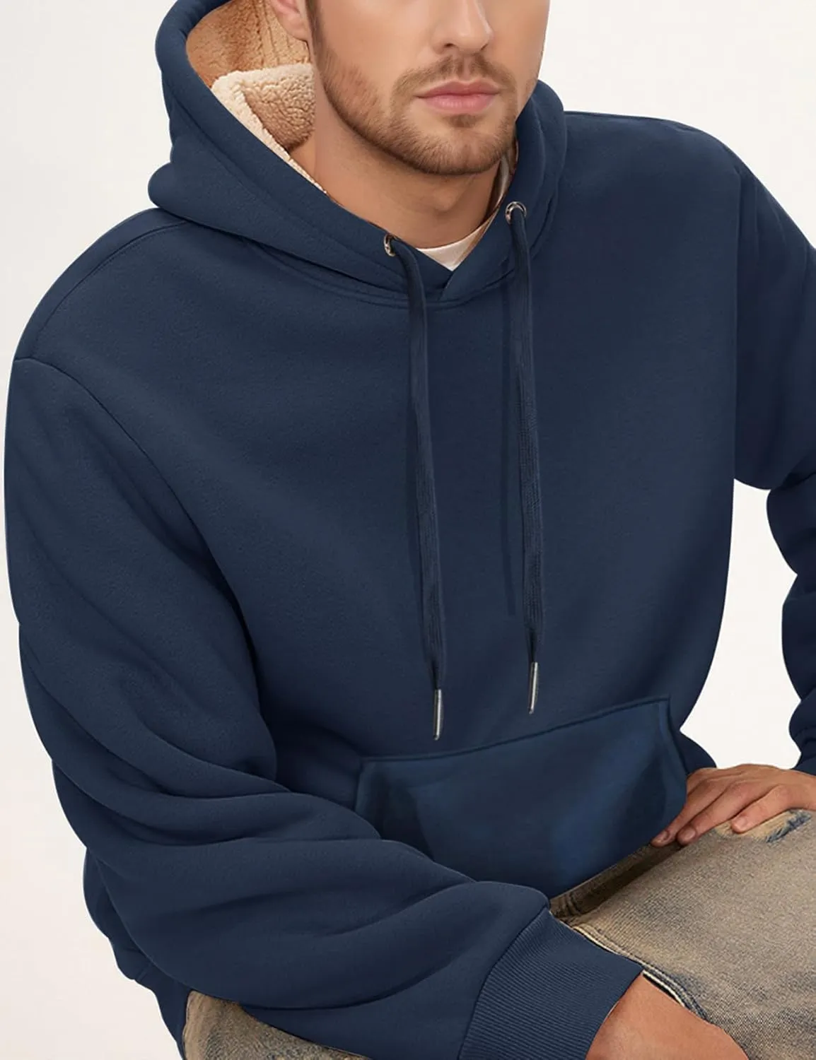 Gihuo Men's Warm Crewneck Sherpa Lined Fleece Sweatshirt Pullover Tops