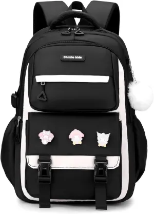 Girls Backpack,Kids Backpack for Teen Girls School Bookbag for Elementary Primary High School (Black)