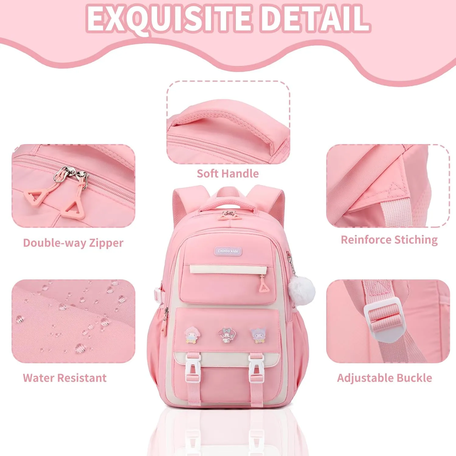 Girls Backpack,Kids Backpack for Teen Girls School Bookbag for Elementary Primary High School (Black)