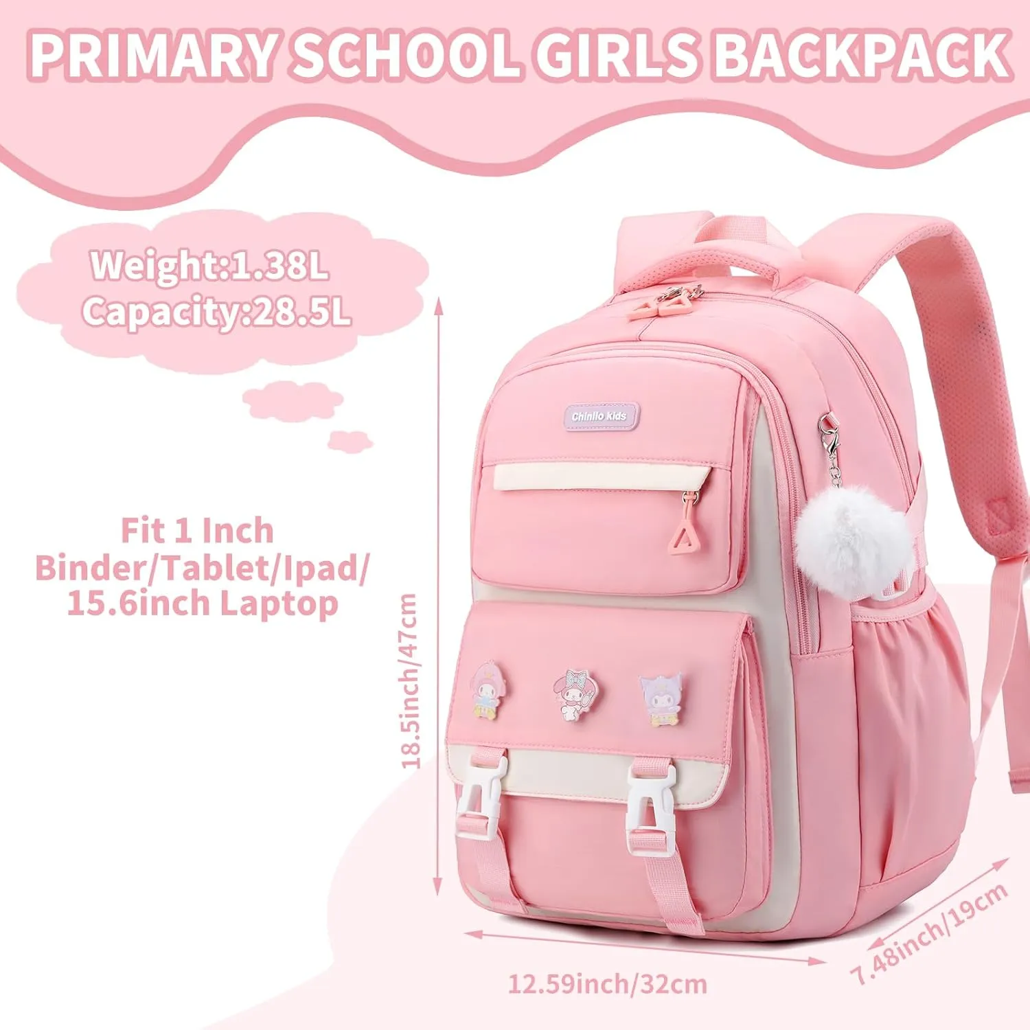 Girls Backpack,Kids Backpack for Teen Girls School Bookbag for Elementary Primary High School (Black)