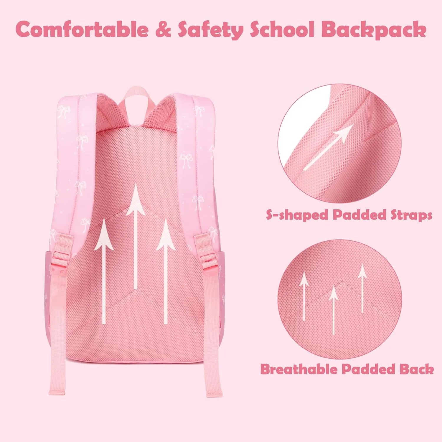 Girls Boys Backpack with Lunch Box Pencil Case for Elementary, 3 in 1 Large Capacity Kids Backpack for School Girls Boys