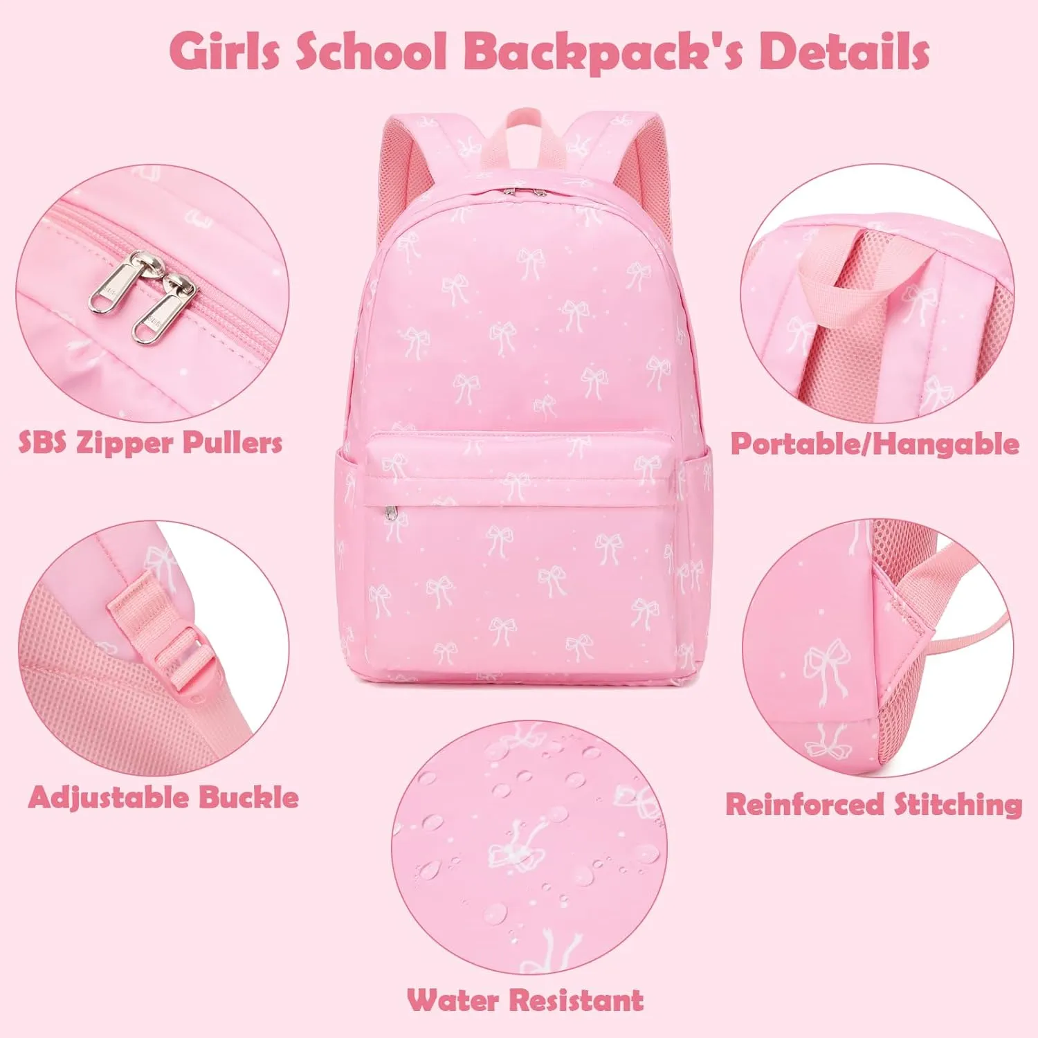 Girls Boys Backpack with Lunch Box Pencil Case for Elementary, 3 in 1 Large Capacity Kids Backpack for School Girls Boys