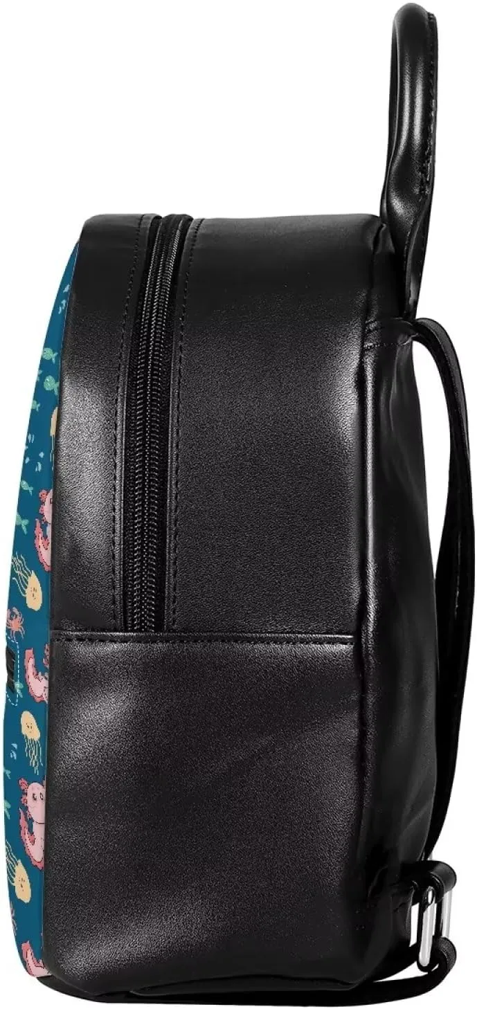 Girls Cute Axolotl Graphic Backpack for School Kids Fahsion Mini Backpack with Front Pocket Teenager Kawaii Bookbag for School Outdoor Travel Use,Blue