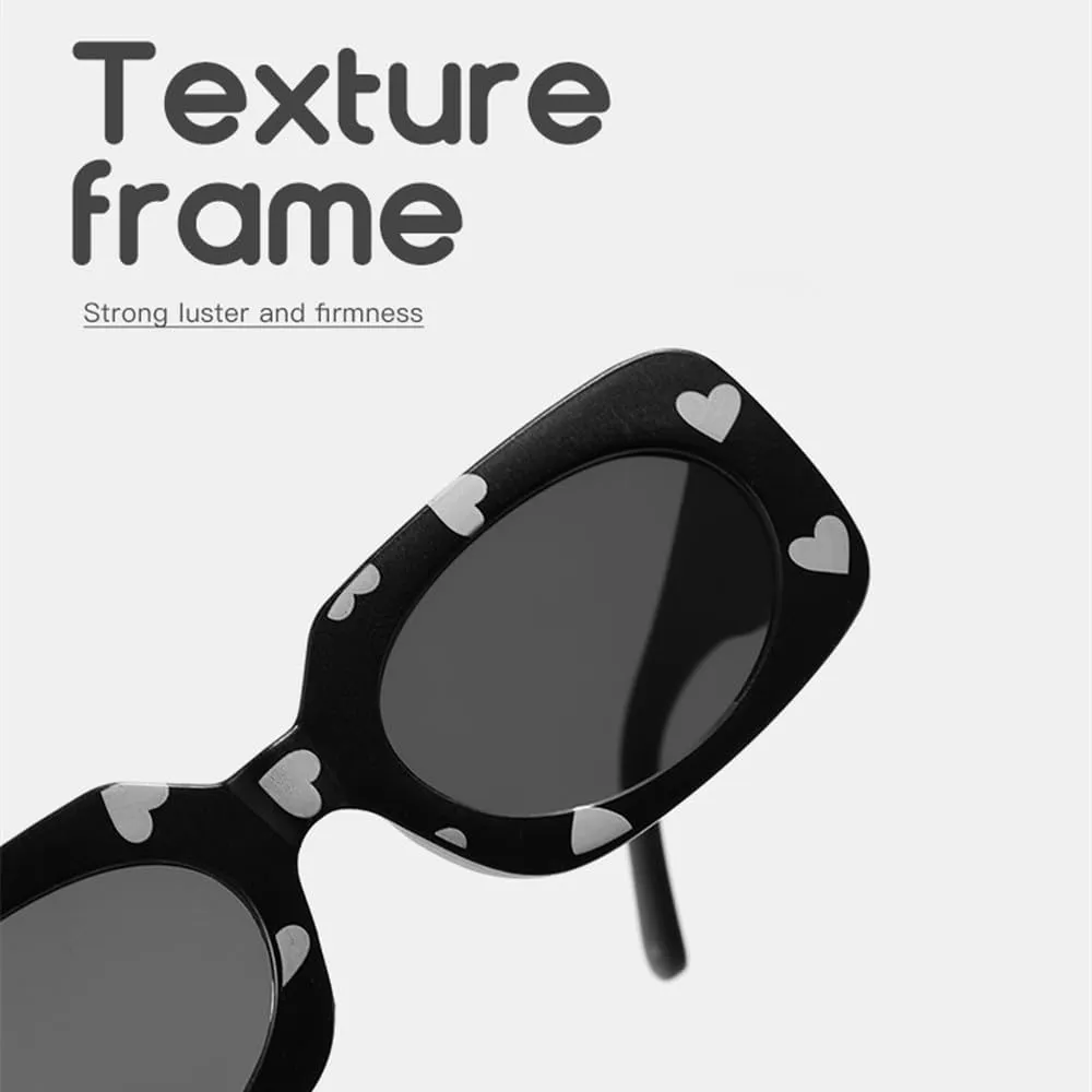 Girls Cute Heart shaped Sunglasses with Lovely Print for Children Sunglasses Kids Rectangle Eyewear Shades UV400