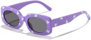 Girls Cute Heart shaped Sunglasses with Lovely Print for Children Sunglasses Kids Rectangle Eyewear Shades UV400