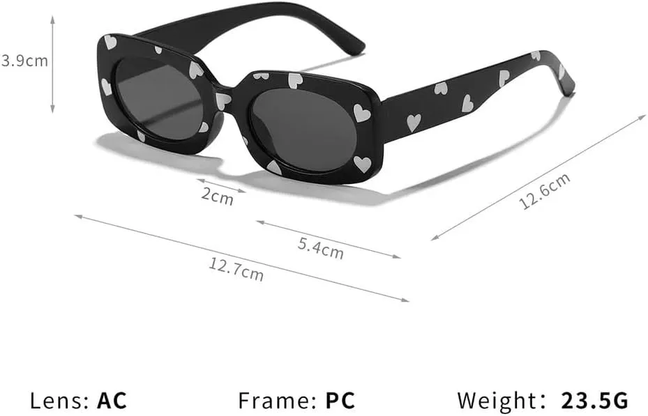 Girls Cute Heart shaped Sunglasses with Lovely Print for Children Sunglasses Kids Rectangle Eyewear Shades UV400