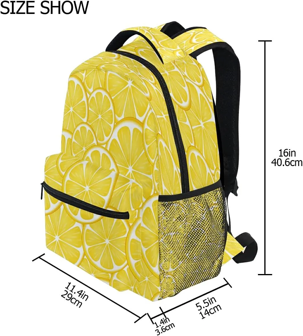 Girls Lemon Backpack Yellow Lime Backpacks 3-5th Grade School Bookbags Teen