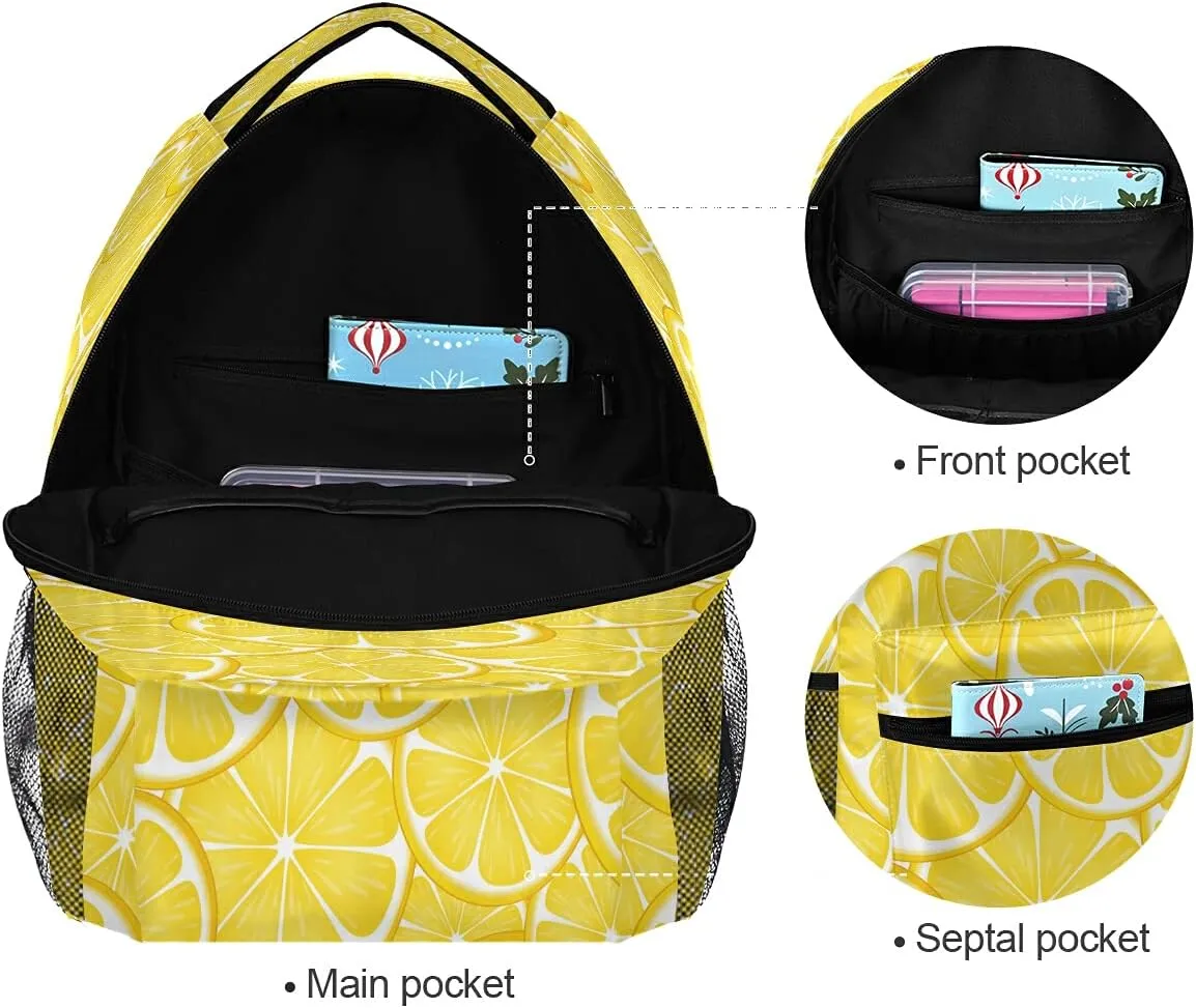 Girls Lemon Backpack Yellow Lime Backpacks 3-5th Grade School Bookbags Teen
