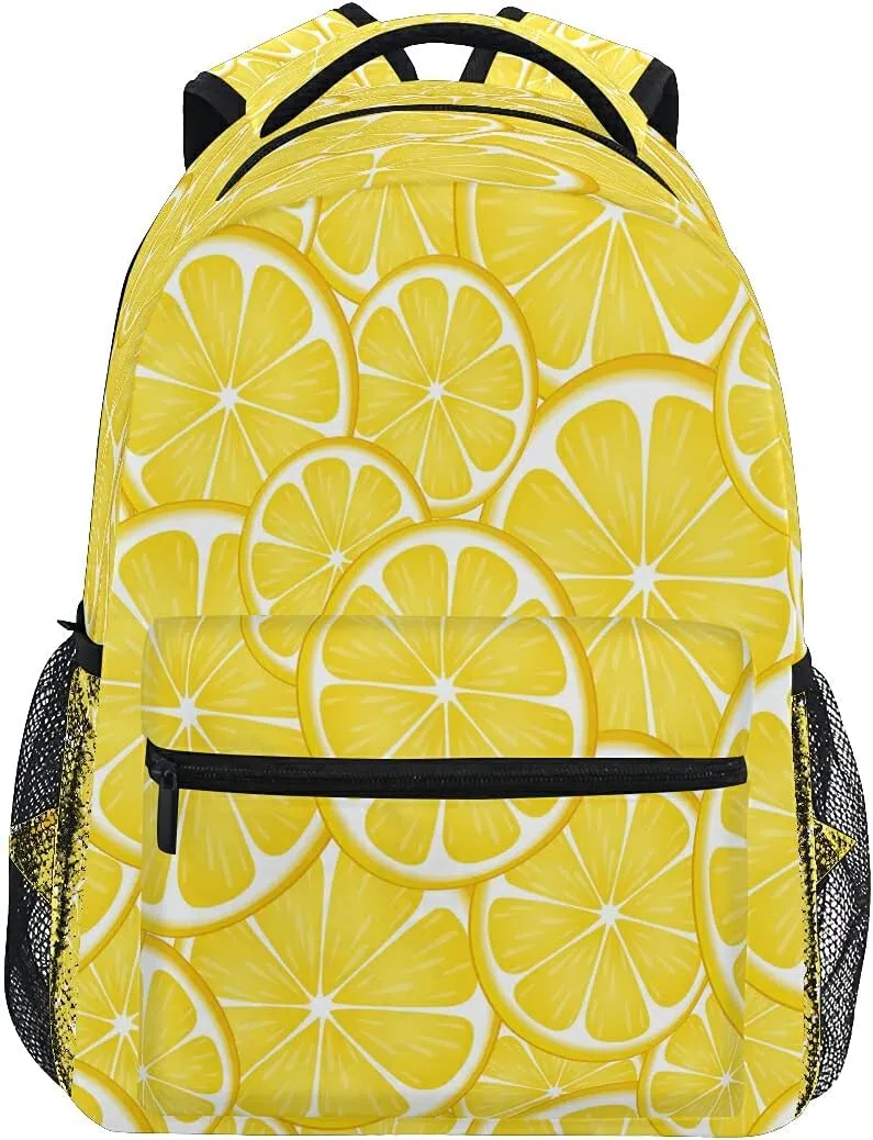Girls Lemon Backpack Yellow Lime Backpacks 3-5th Grade School Bookbags Teen