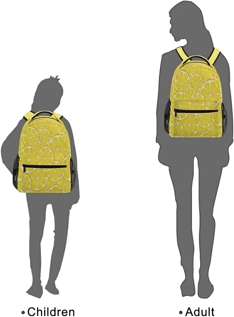 Girls Lemon Backpack Yellow Lime Backpacks 3-5th Grade School Bookbags Teen