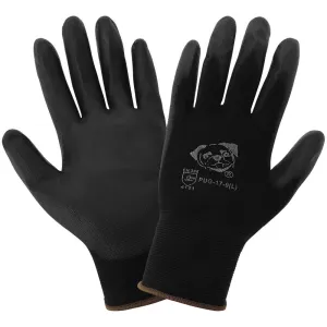 Global Glove PUG-17 Lightweight Polyurethane Dipped Work Gloves, Anti-Static/Electrostatic Compliant with Secure Grip, Bare Hand Sensitivity, Black, 144 Pairs, Large