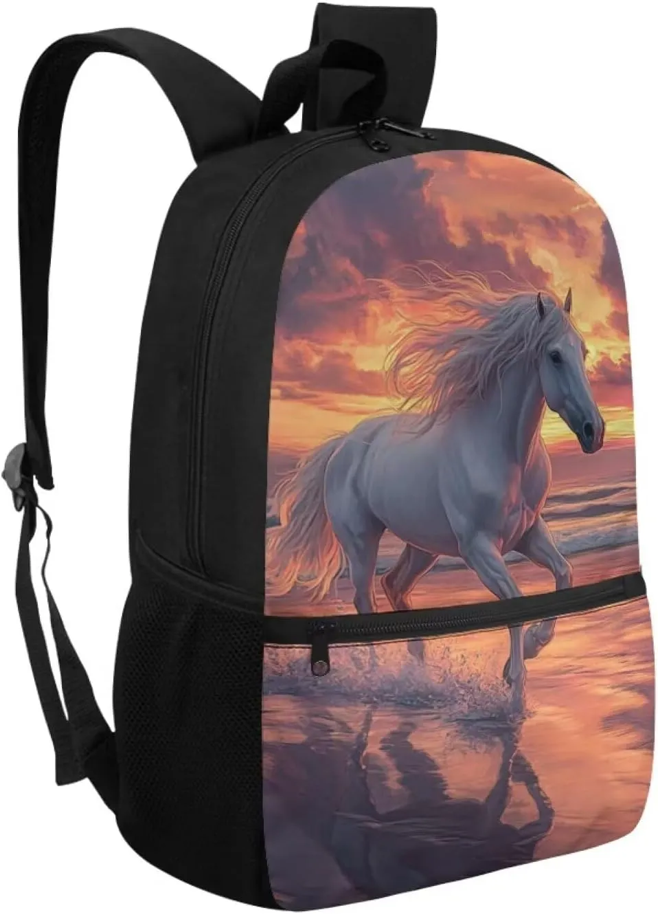 Gomyblomy Beach Horse Backpack for Girls 12-14 Large Capacity 17 Inch Bookbag Kids School Bag for Elementary Middle School Back Packs for Kids Lightweight Travel Satchel