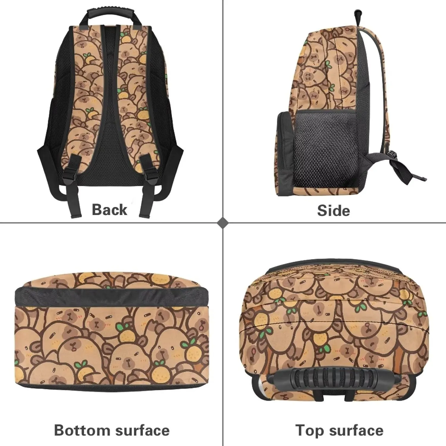 Gomyblomy Brown Capybara Backpack for School Kids 4-6 6-8 Kawaii Girls Backpack for Elementary Kindergarten Lightweight Kids Bookbag for Preschoolers Back to School Supplies