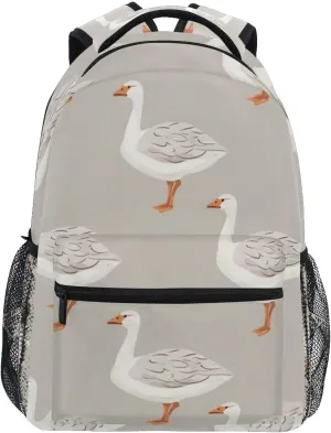 Gooses Grey School backpack for Boys Girls, Elementary School Bookbag Travel Bag Laptop Daypack with Name Tag