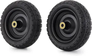 Gorilla Carts 10 Inch No Flat Replacement Wheel, Pneumatic Flat Free Cart Tires for Utility Garden Cart, Wheelbarrow, Dolly, and Wagon (2 Pack)