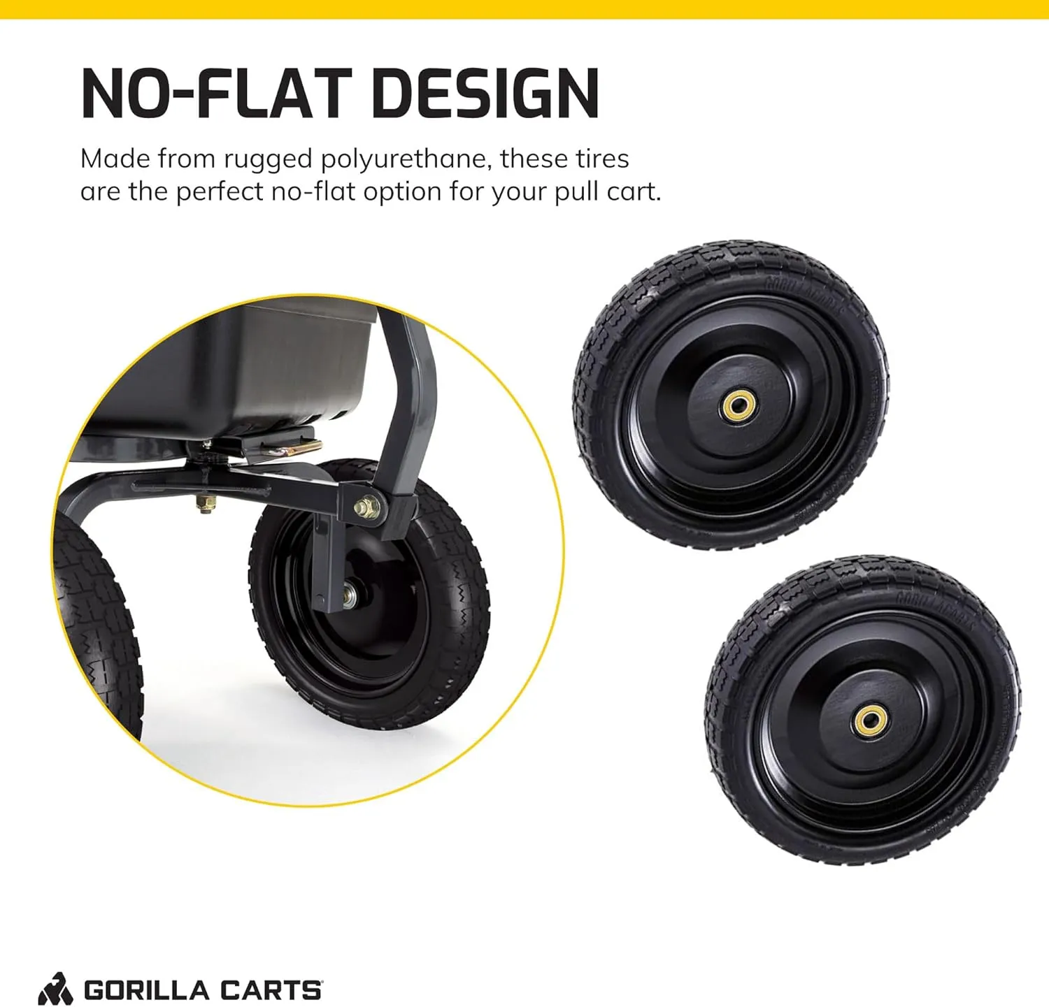 Gorilla Carts 10 Inch No Flat Replacement Wheel, Pneumatic Flat Free Cart Tires for Utility Garden Cart, Wheelbarrow, Dolly, and Wagon (2 Pack)