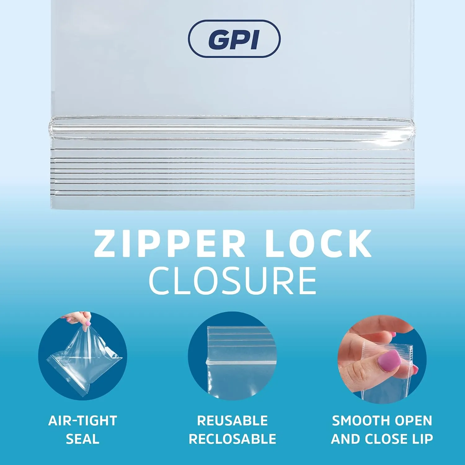 GPI - 6 Mil, Extra Heavy-Duty, 12" X 15" Clear Plastic Reclosable Zip Bags, Puncture-Resistant, Strong Resealable Poly Bags, With Lock Zipper Seal, For Screws, Nuts, Bolts & Constuction, 100 Count.