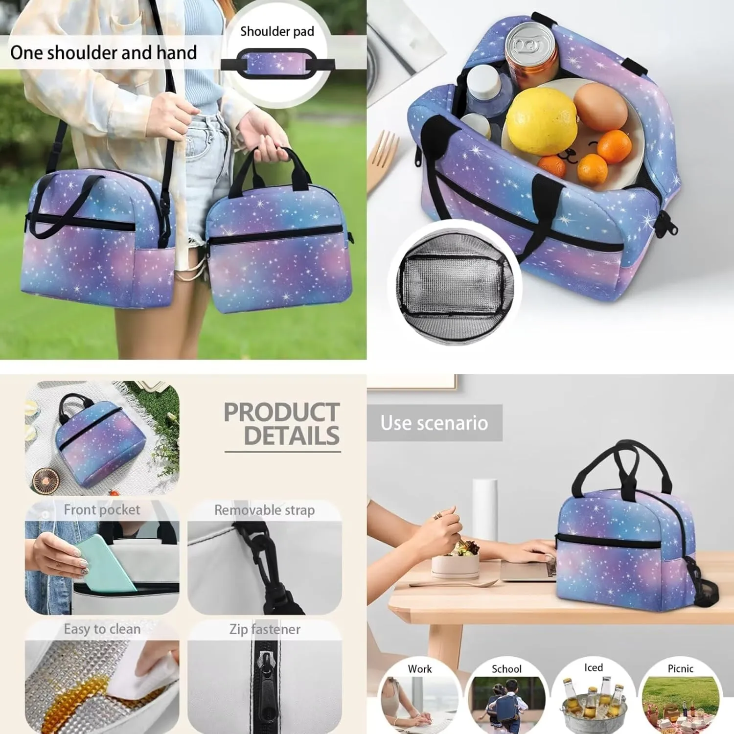 Gradient Starry Sky Backpack Kids Boy 3Pcs Book Bag for Ruggedly Reinforced Shoulder 15 Inch Schoolbag School Bag for Kids Kindergarten Nursery School Pre-K Elementary