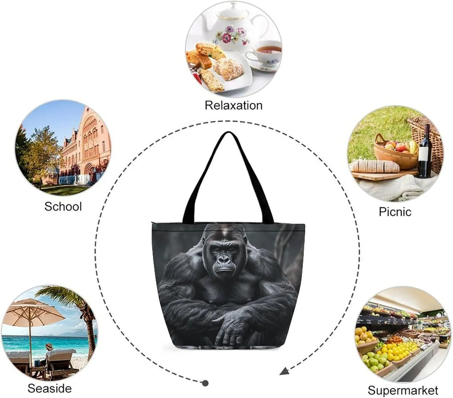 Grocery Bag Reusable Tote Bag Foldable Dwarf with Blue Beard Shopping Bag Handbag Washable Shoulder Bag for Travel