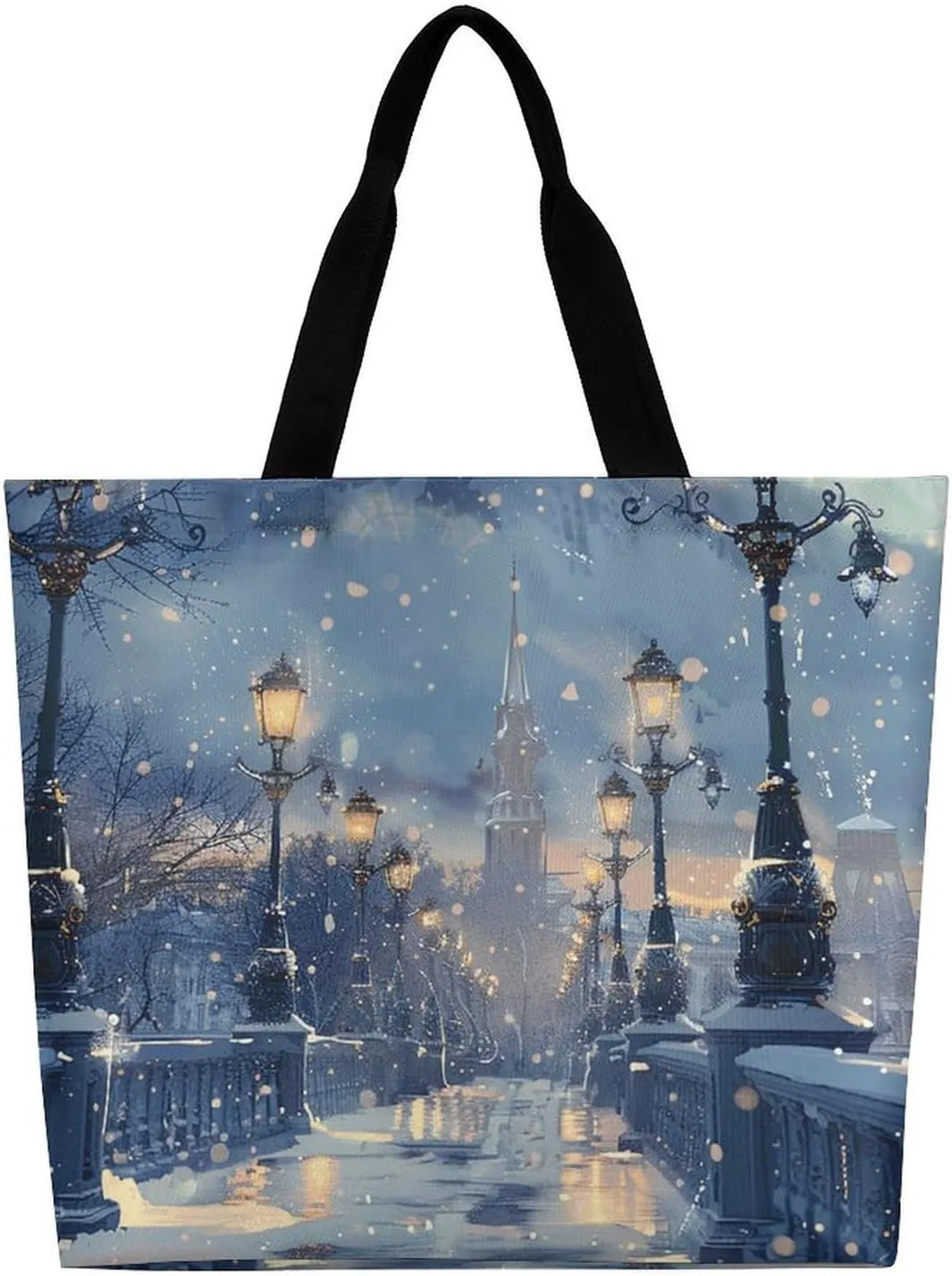 Grocery Bag Reusable Tote Bag Foldable Fish And Umbrella Shopping Bag Handbag Washable Shoulder Bag for Travel