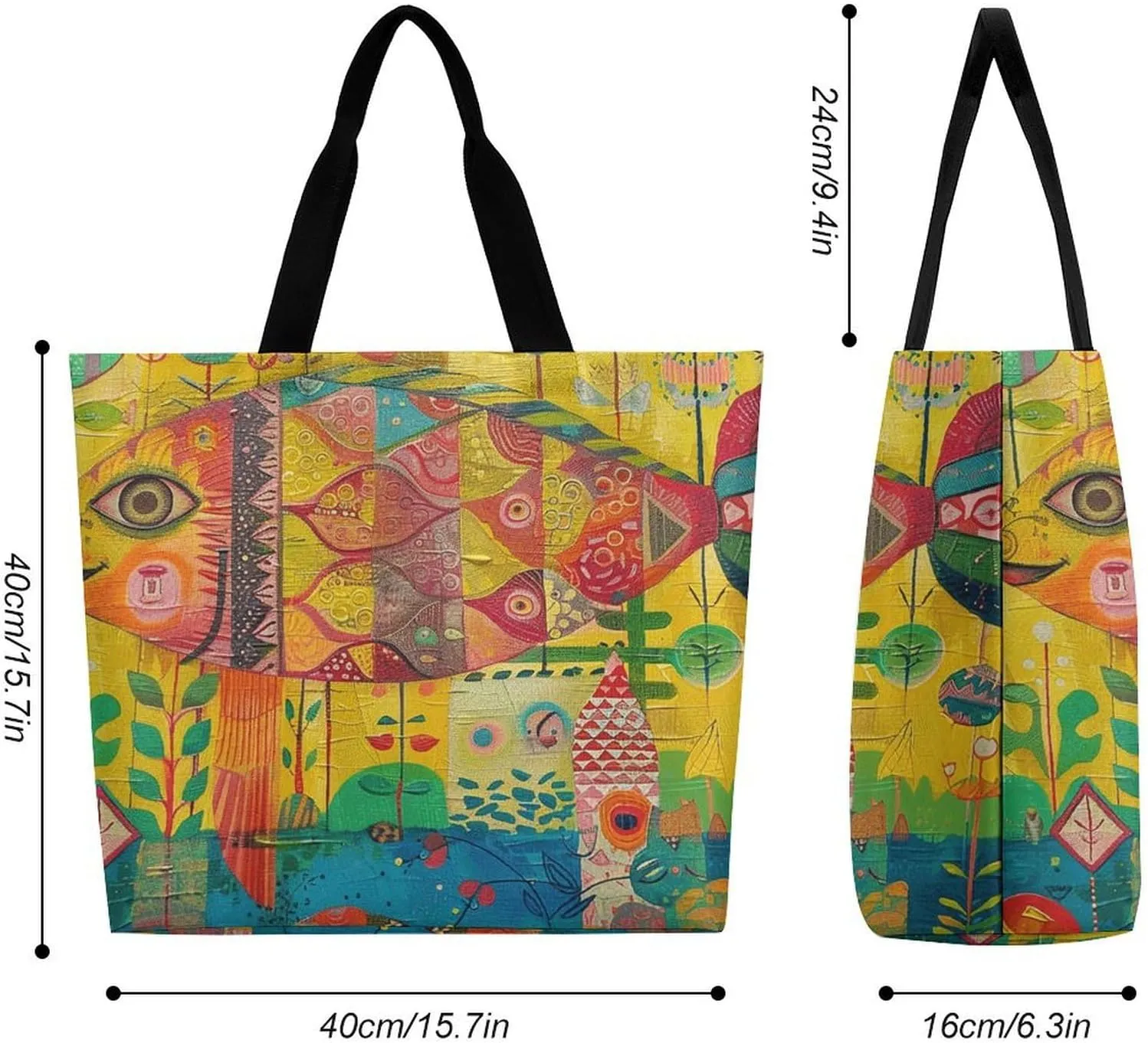 Grocery Bag Reusable Tote Bag Foldable Fish And Umbrella Shopping Bag Handbag Washable Shoulder Bag for Travel
