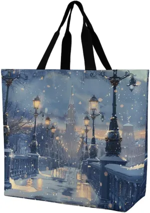 Grocery Bag Reusable Tote Bag Foldable Fish And Umbrella Shopping Bag Handbag Washable Shoulder Bag for Travel