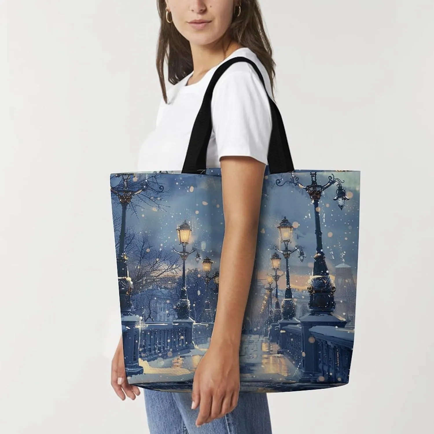 Grocery Bag Reusable Tote Bag Foldable Fish And Umbrella Shopping Bag Handbag Washable Shoulder Bag for Travel