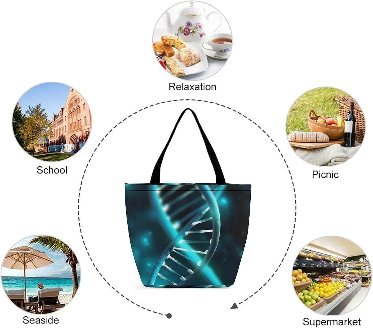 Grocery Bag Reusable Tote Bag Foldable Shih Tzu Dog Shopping Bag Handbag Washable Shoulder Bag for Travel